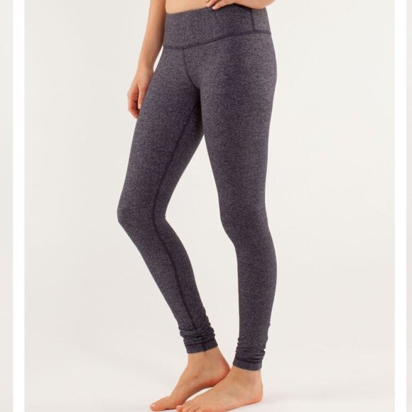 VINTAGE LULULEMON Wunder Under Pant Herringbone Black Swan / Black Size 6 - Picture 1 of 9